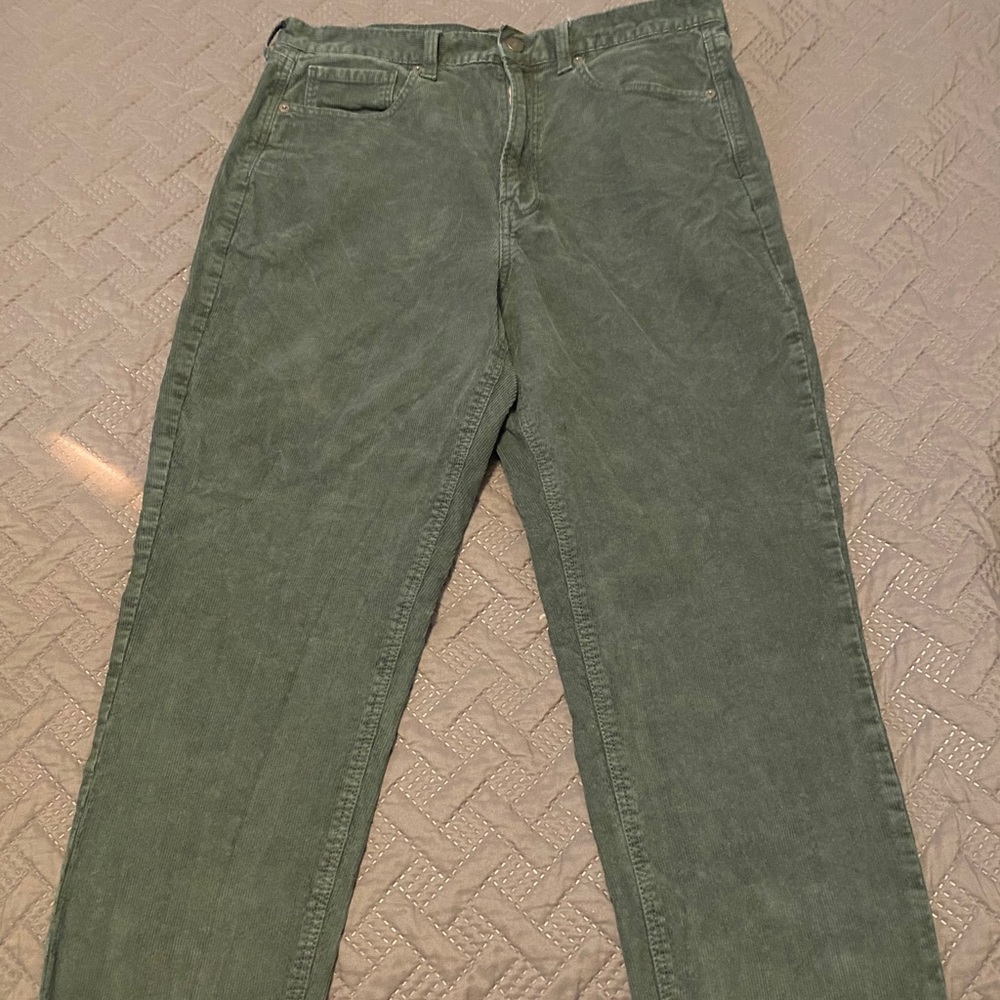 American Eagle Green Corduroy Mom Jeans